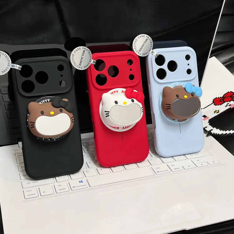 磁吸KT镜子支架液态硅胶一体ai按键适用苹果iPhone17promax手机壳