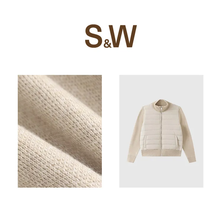 【淼淼专属】SW速惟拼接短款鹅绒立领长袖厚款修身轻薄保暖外套1337