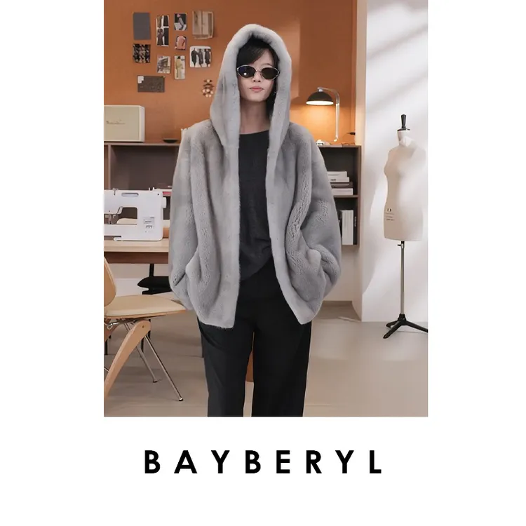 BAYBERYL老贝蓝宝石水水廓形连帽冬轻奢时尚冬外套PY4K0509-8/24
