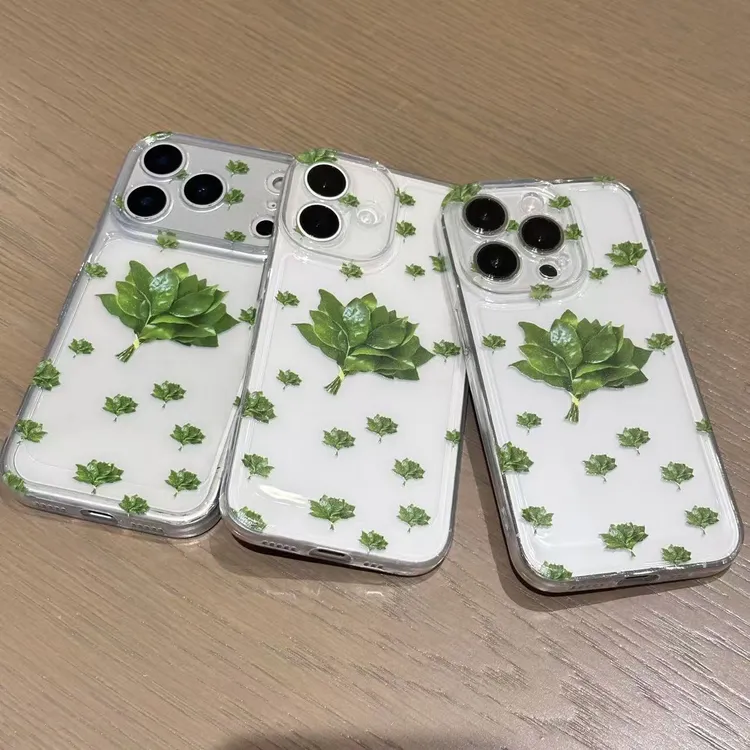 满屏好运柚子叶适用苹果17promax手机壳16小米华为14防摔可爱