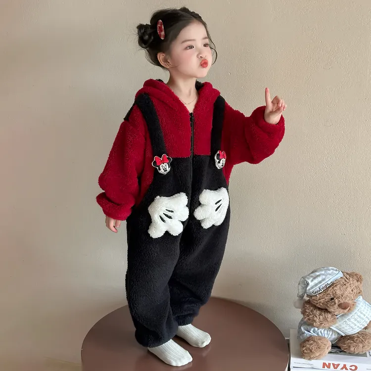 儿童珊瑚绒爬服女童连体睡衣冬款儿童睡袋女宝宝法兰绒女孩家居服