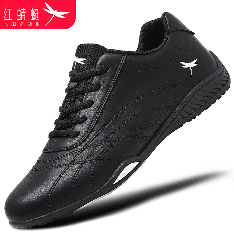 红蜻蜓男鞋秋冬平底鞋软底皮面防水轻便休闲运动鞋阿甘鞋品牌男鞋