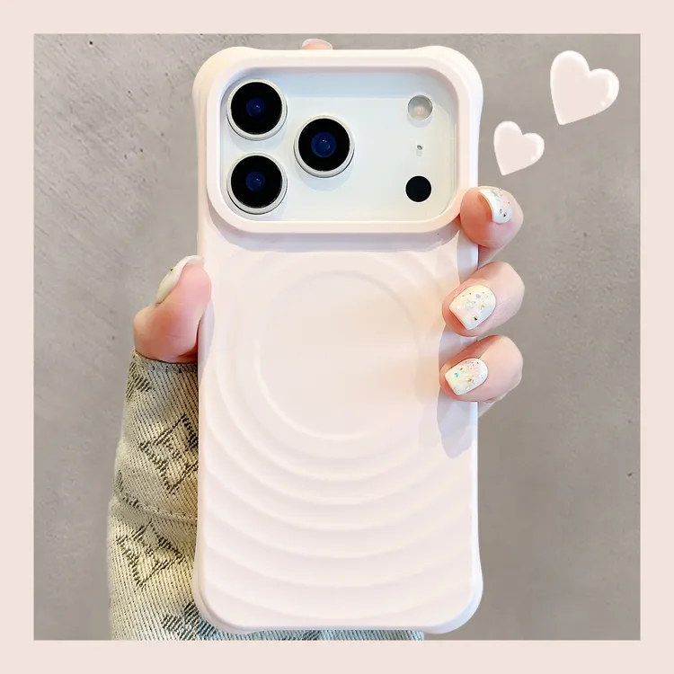 适用苹果17promax手机壳马卡龙纯色iPhone16promax波漾纹肤感磁吸
