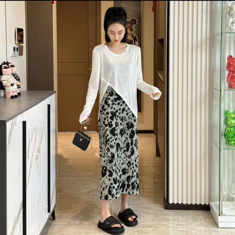 夏季新款时尚不规则防晒长袖T恤气质女遮肚显瘦上衣百搭