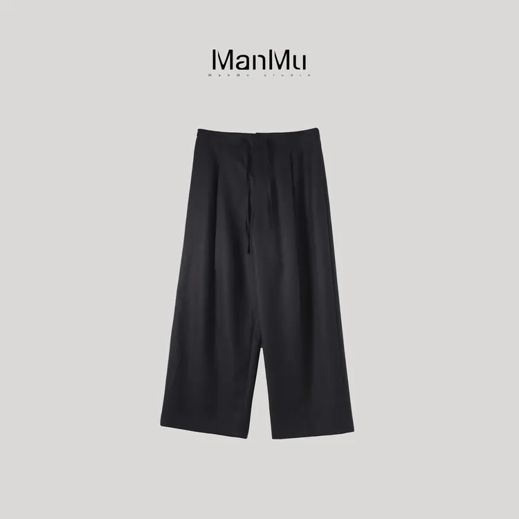 满目ManMu 【张琪专属】秋季通勤百搭100绵羊毛休闲裤350176