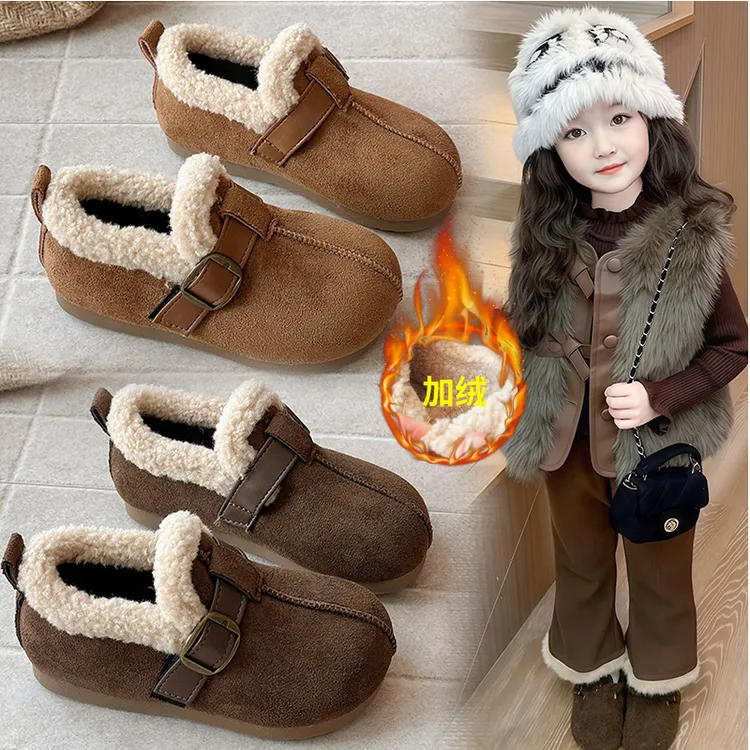 女童勃肯鞋软底儿童棉鞋2025新款秋冬加绒大棉鞋保暖皮鞋