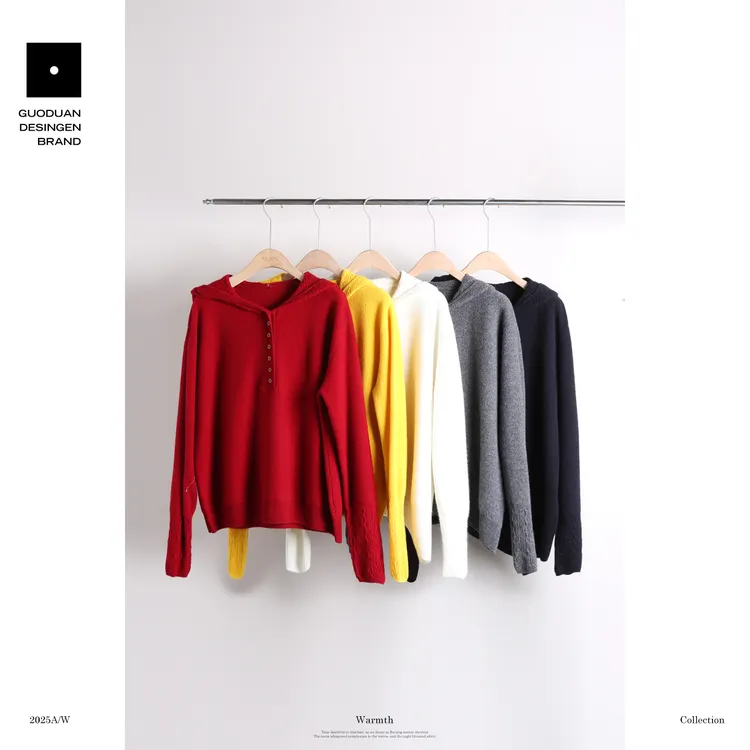 果缎 羊毛连帽针织毛衣秋冬保暖百搭舒适毛衣 MJO2-2588076