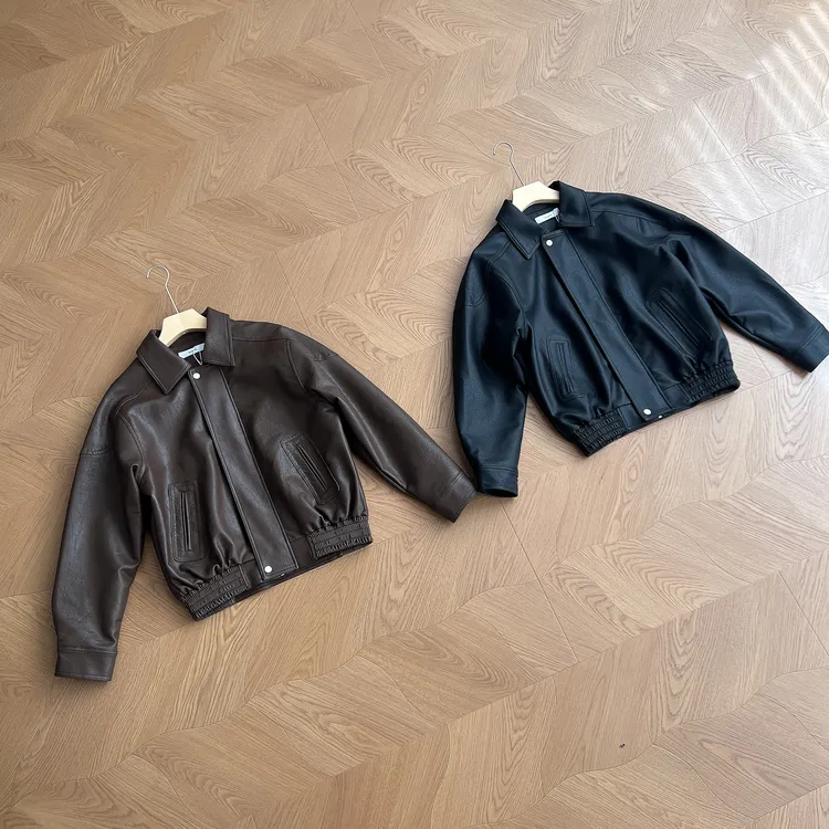 25FW /秋季CleanFit翻领薄款皮衣休闲哈灵顿干练短装皮夹克外套潮