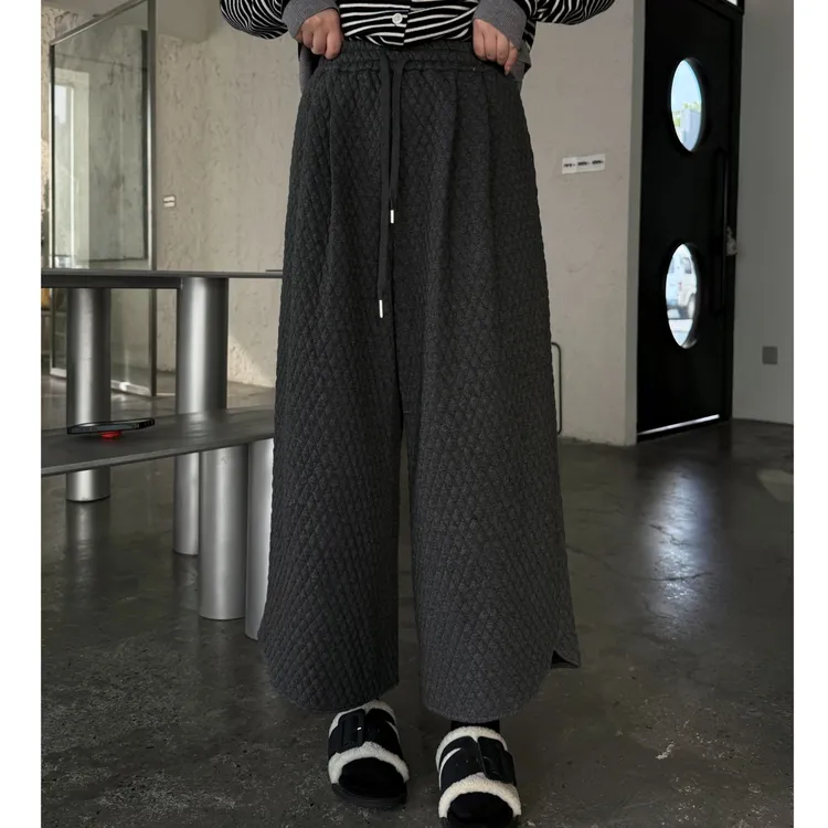 晶咕软软【菱格气球裤】复古简约菱形格夹棉加厚休闲裤