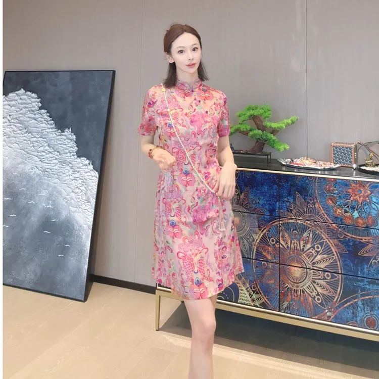 KK颜小新【洛嫣】新中式国风时尚气质宽松设计师日常夏季短袖连衣裙