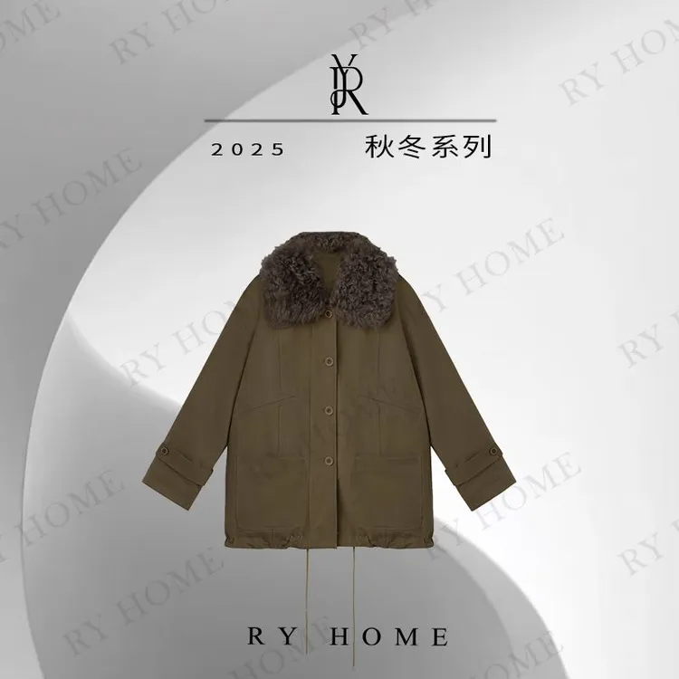 【容雨RYHOME】90%白鹅绒时尚高端皮毛一体派克白鹅绒服254YF1488