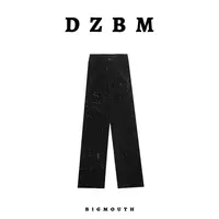 【DZBM】2025夏季新款重工烫钻点缀设计高腰垂感休闲直筒裤-K3939