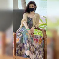 【Linda姐高端线】夏季时尚出游穿搭气质吊带连衣裙AS5LDD0609