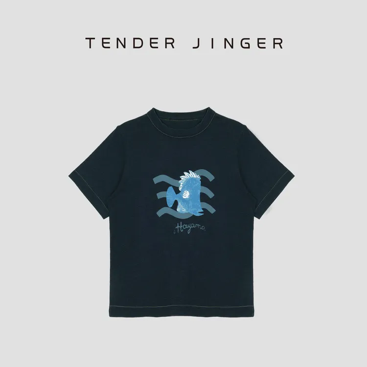 Tender Jinger清爽海洋主题减龄卡通印花纯棉短袖T52FCC30438