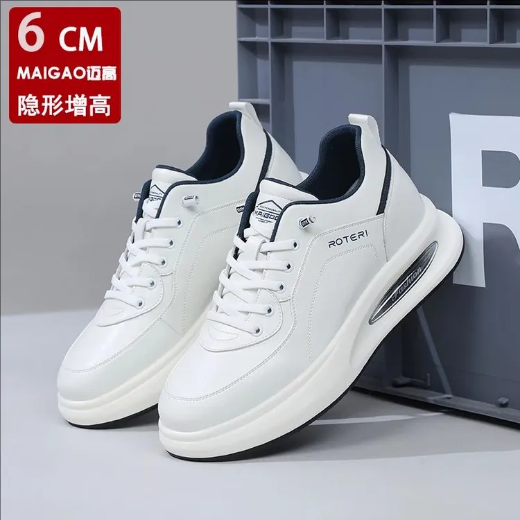 【迈高池男鞋】男士2025秋冬季真皮隐形增高鞋潮流休闲鞋百搭板鞋