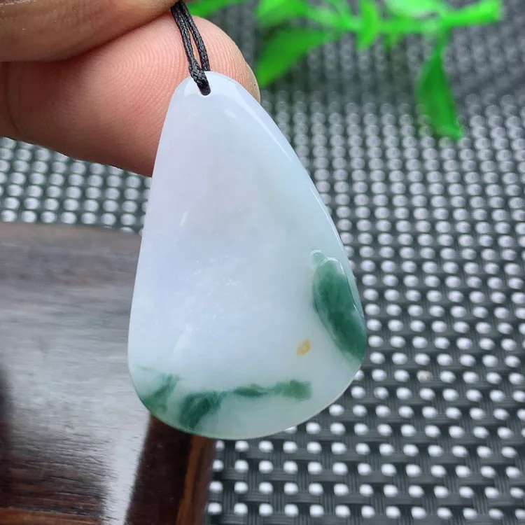 缅甸天然A货翡翠悟道吊坠女款冰润飘花山水意境挂件项坠挂坠女士