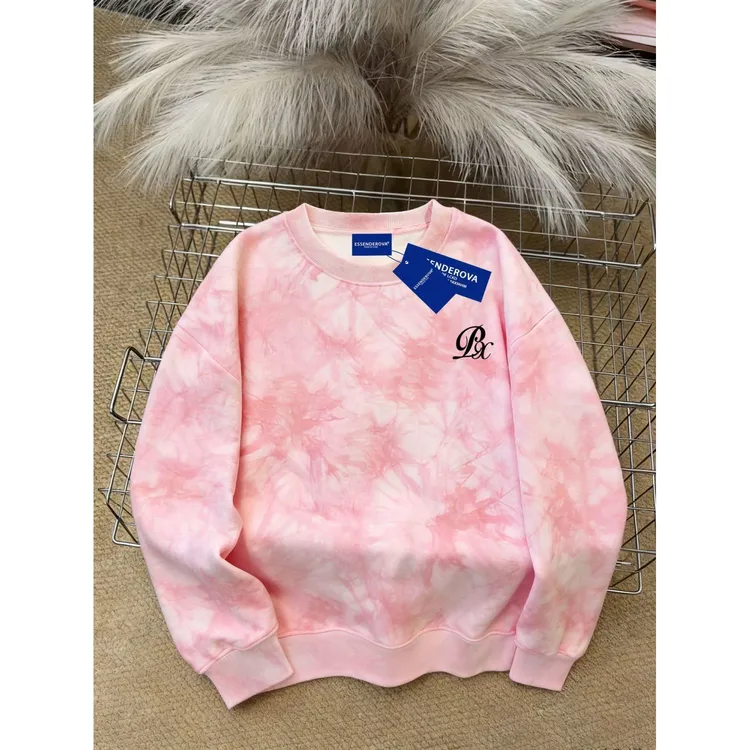 简约松弛感百搭秋冬季加绒圆领卫衣女新款个性宽松潮牌韩版上衣服