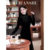 WEIFANSHU/魏凡舒【月下翩跹】羊毛针织连衣裙