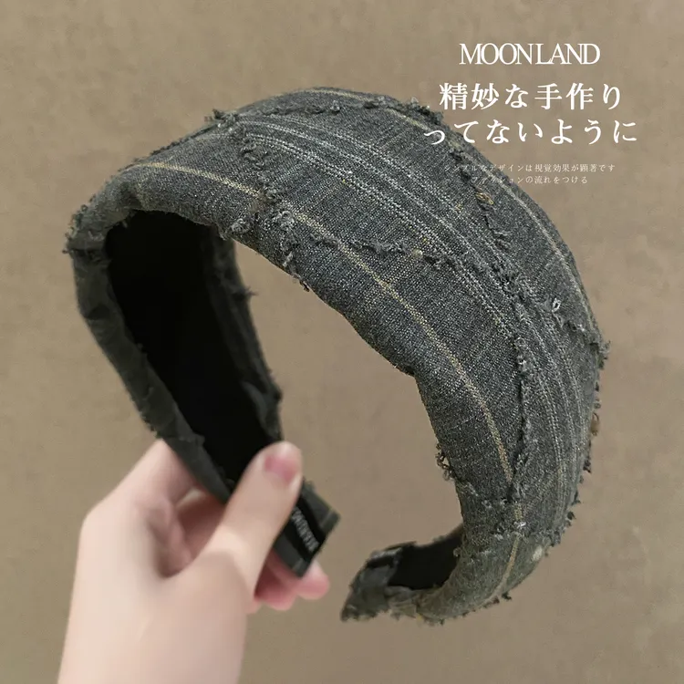 复古简约布艺格纹发箍女高颅顶宽边洗脸发卡高级感洋气时尚压头箍