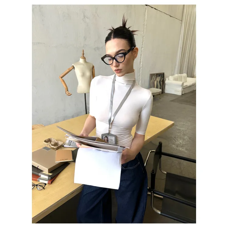 【0122stepll】白色高领T恤女辣妹修身显瘦套头短袖KKHZXX248252