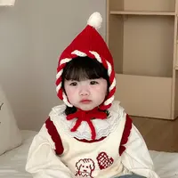 宝宝帽子毛线帽精灵帽护耳帽针织帽加厚保暖圣诞新年出游ins