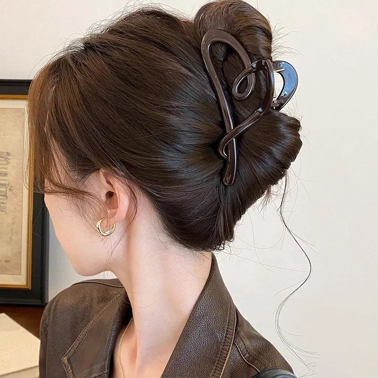 许妍同款爱心抓夹高级简约感后脑勺盘发日韩鲨鱼夹发夹头饰