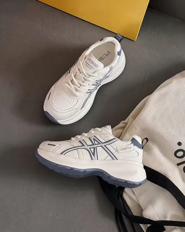 PUBGO/千喜步步高秋季时尚休闲鞋百搭潮流透气潮鞋厚底情侣老爹鞋