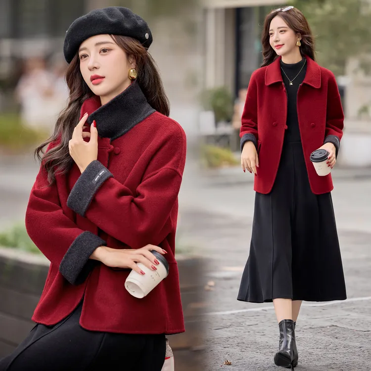 秋冬毛呢外套羊毛毛呢大衣2025秋冬新款时尚女直下摆中长款休闲风