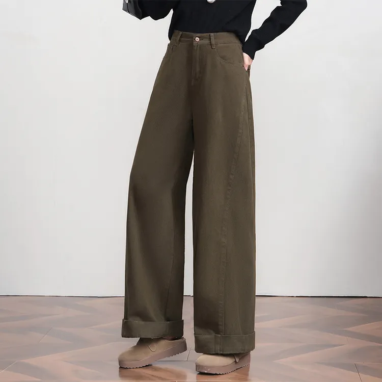 哥弟阿玛施正品秋季老爹弹力哈伦裤显瘦女士牛仔高腰宽松阔腿裤子