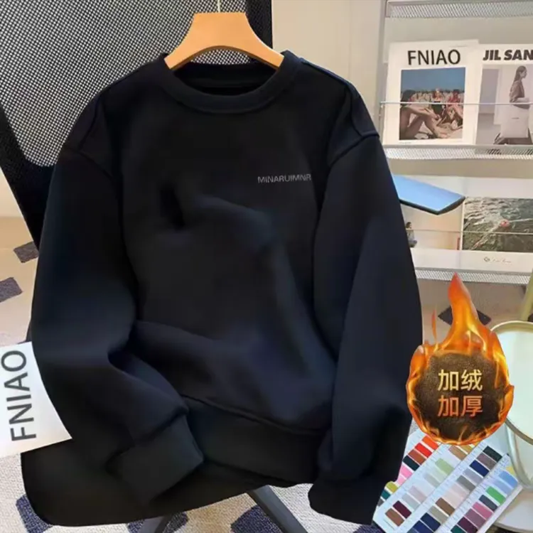 港风宽松休闲春秋季字母印花纯棉圆领卫衣男女2025新款爆款上衣服