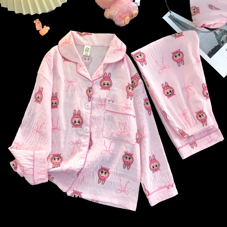 儿童睡衣女卡通风风格居家长袖秋款中大童女孩公主风家居服套装