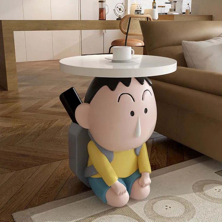 创意轻奢客厅茶几沙发侧边几角几可移动床头柜装饰品阿呆落地摆件