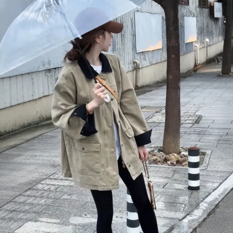 高级感巴恩风牛仔风衣外套女2025秋季新款休闲时尚中长款大衣上衣