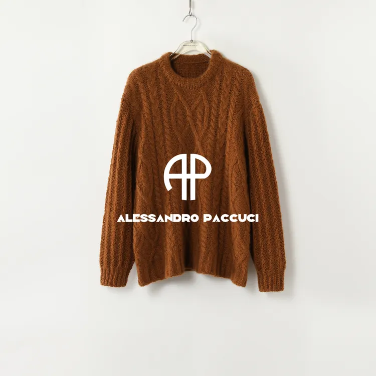 AP洛哥44255ST【暖音-前长后短】羊绒圆领绞花上衣针织套头衫/女装