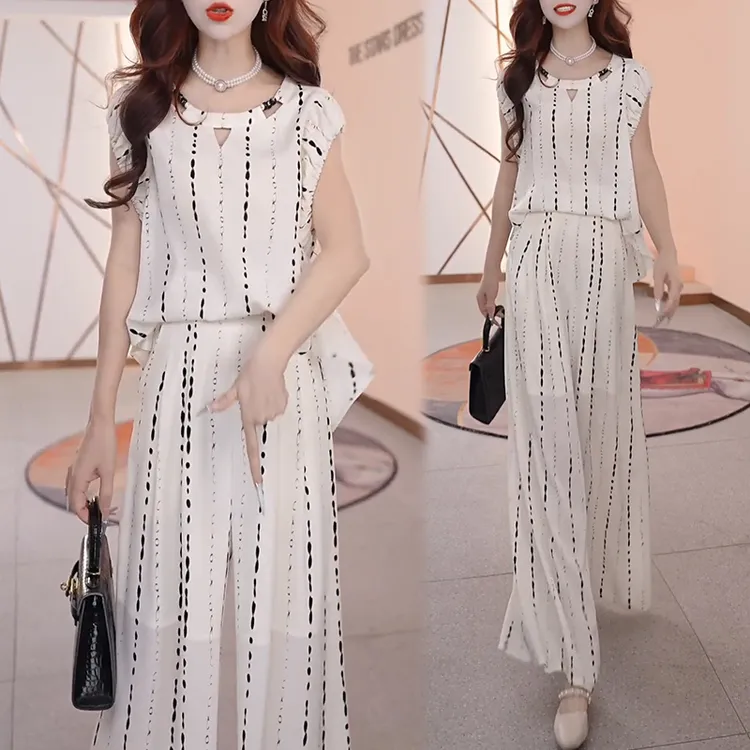 2025夏季时尚女神修身洋气宽松气质休闲百搭显瘦减龄女装套裤潮