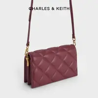 CHARLES & KEITH【商场同款】菱格小香丝带饰单肩斜跨包女70770588