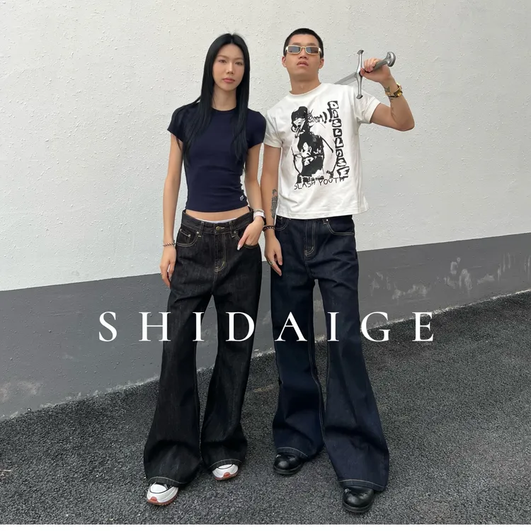 SDG-马毛原牛14盎司vintageA字喇叭简约百搭cleanfit原色牛仔裤