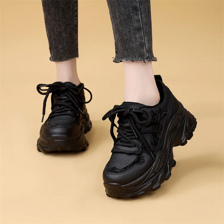 银色老爹鞋女款2025年秋冬新款皮面厚底增高显脚小休闲时尚运动鞋