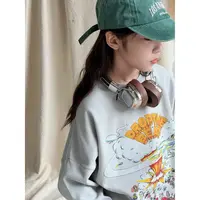 51009新款时尚浅灰爆炸印花卫衣
