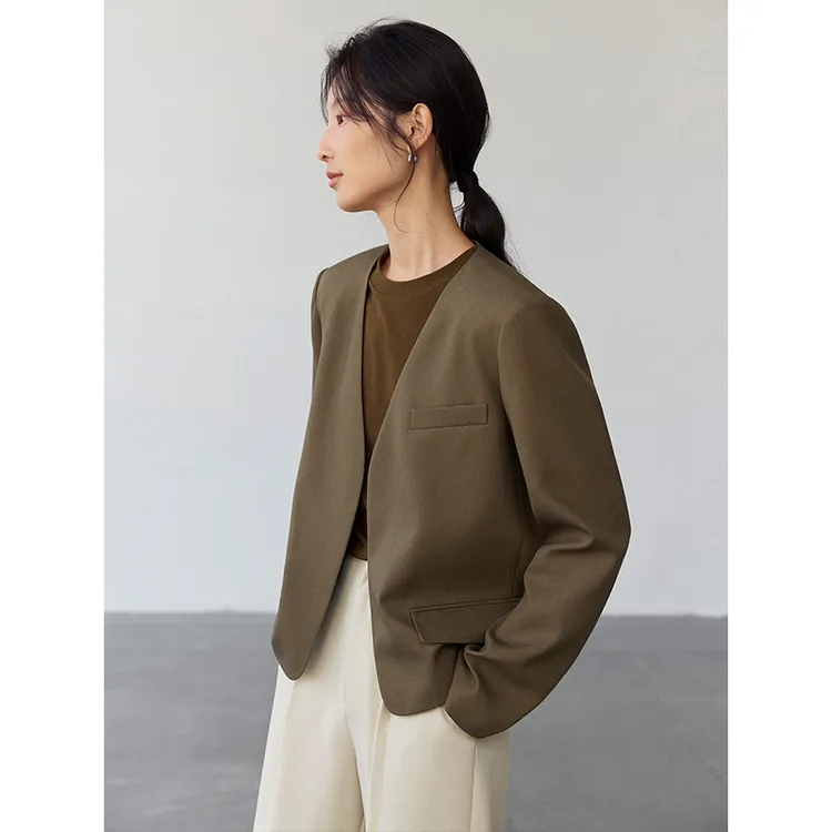 素典【老钱西装】短款西装外套设计感气质V领高级感西服上衣2073
