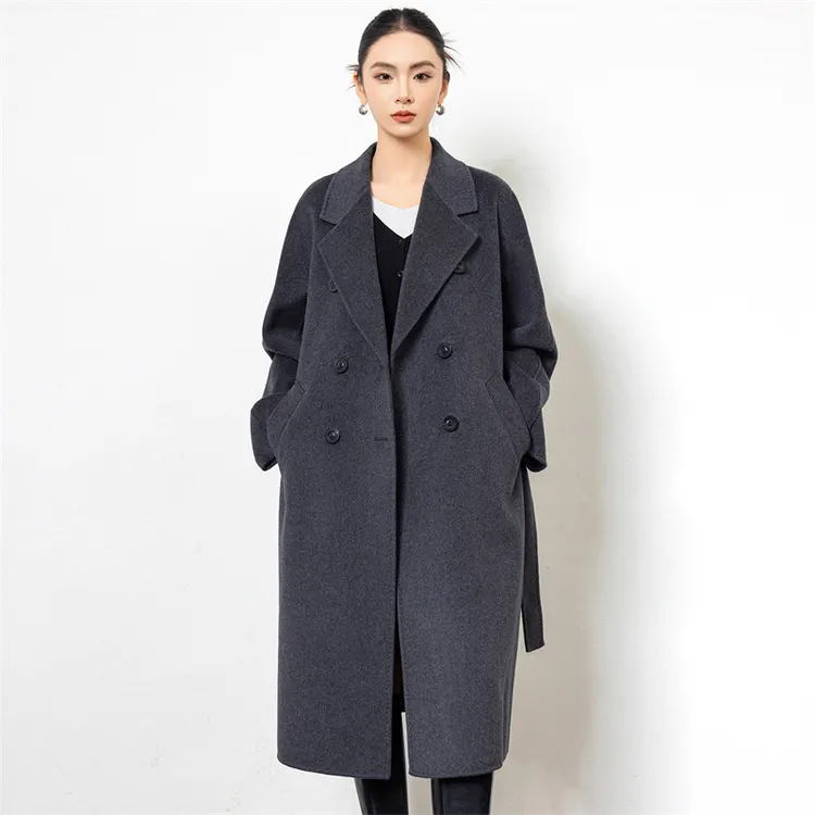 101801 正品 纯山羊绒 秋冬季女长款大衣外套 宽松版型显瘦保暖