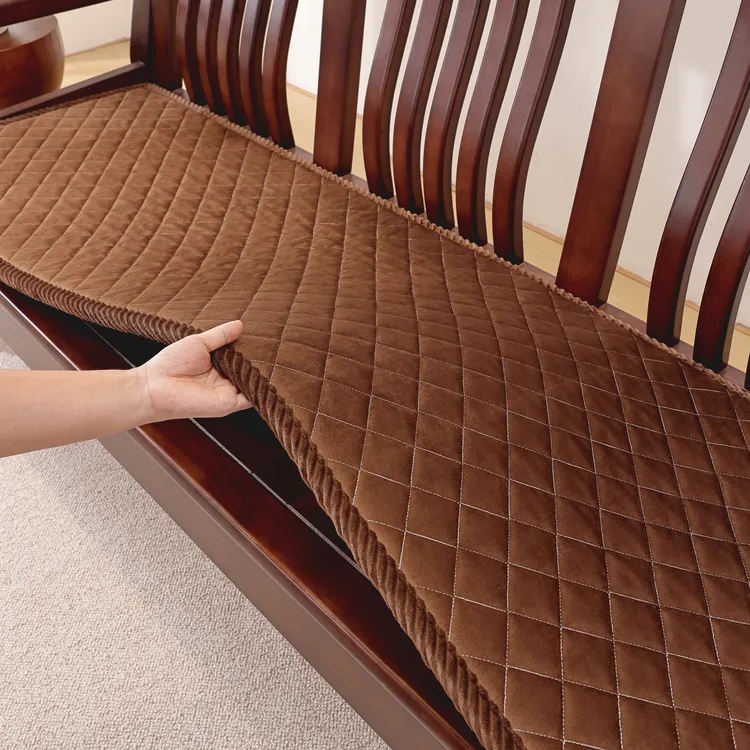 加厚毛绒沙发垫冬季保暖防滑实木真皮一人二人三人位春秋四季通用