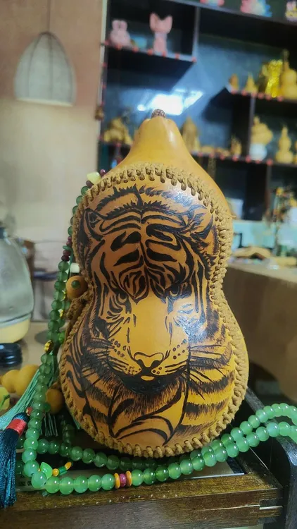 精品烙画虎随行包中号天然葫芦摆放收纳包文玩收藏精选葫芦