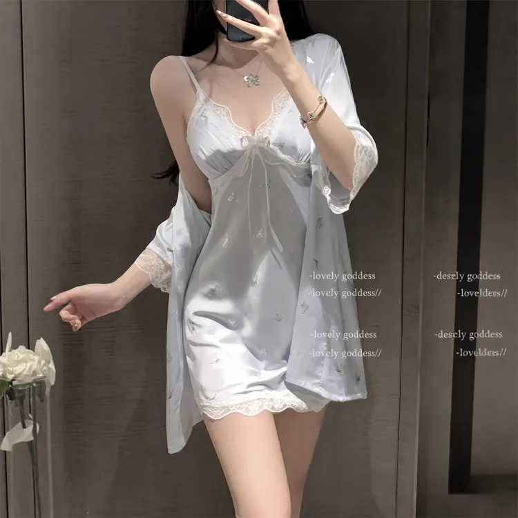 【LunaAmore】2025新款性感蝴蝶吊带睡衣女款纯欲风睡裙带胸垫甜美