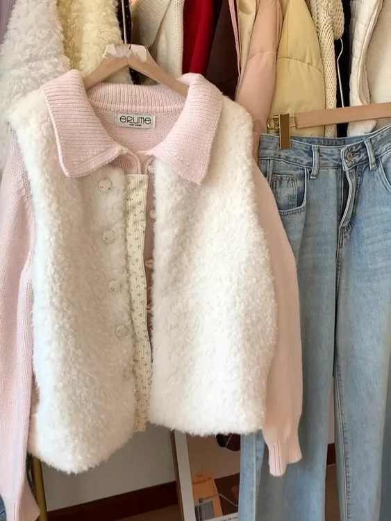 巨好看秋冬韩系穿搭温柔甜美风减龄马甲叠穿长袖针织衫两件套装女