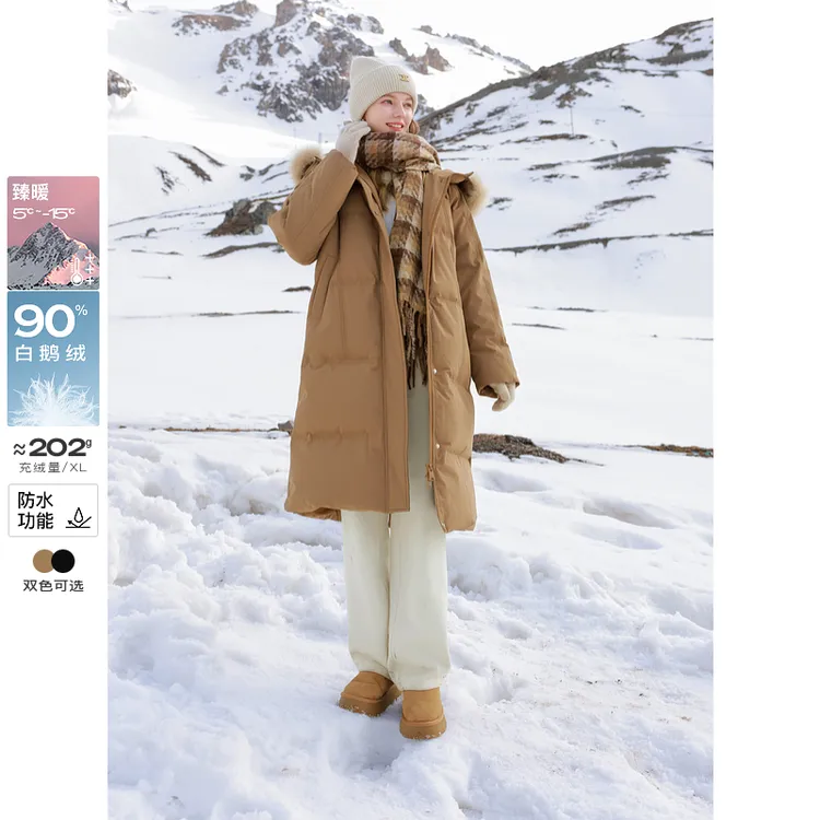 0221品牌福利三彩2024冬季新款臻暖鹅绒服狐狸毛领羽绒服防水dbq