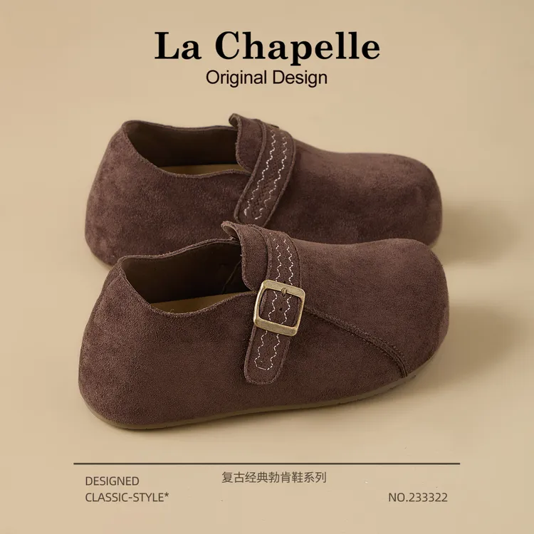 拉夏贝尔勃肯鞋女2025新款秋季复古内增高女士单鞋厚底全包博肯鞋