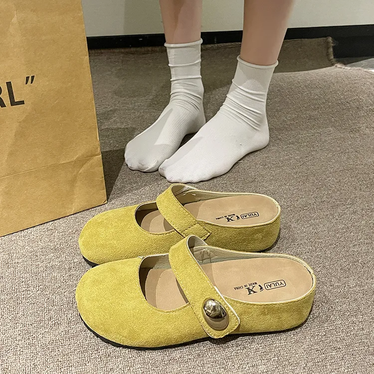 勃肯包头复古2025春夏拖凉拖网红森系时尚懒人一脚蹬半拖鞋女