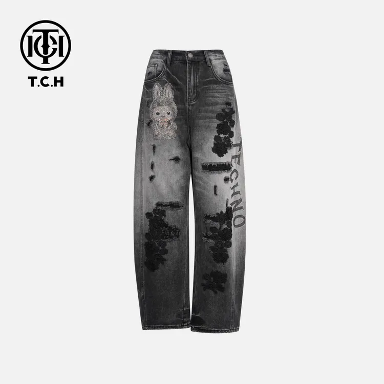 TCH私服烫钻工艺时尚休闲百搭秋款牛仔裤女T75C20E5106轻奢tch