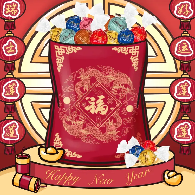 [新年]Lindt瑞士进口瑞士莲精选软心巧克力混合十种口味500g礼袋